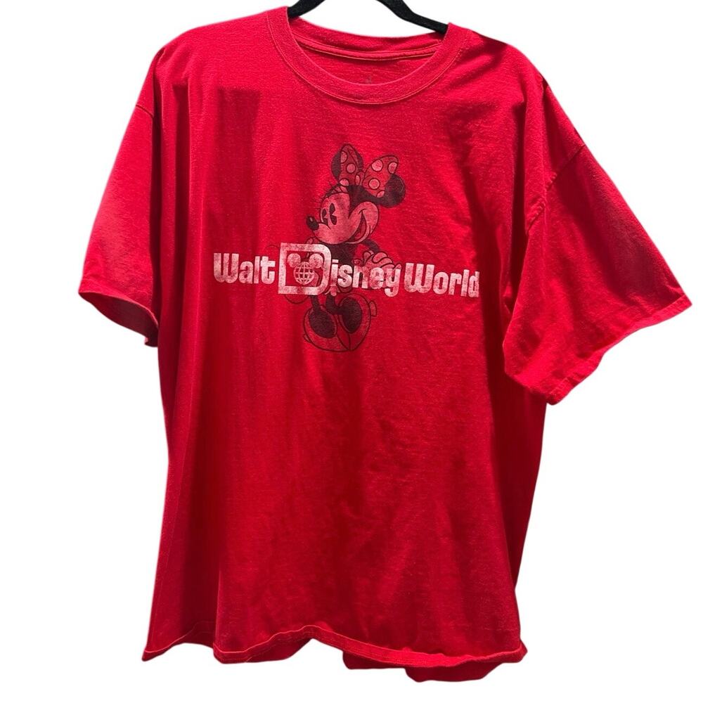 Disney Parks Classic Minnie Mouse 100% Cotton T-Shirt in Bright Red 2XL XXL EUC
